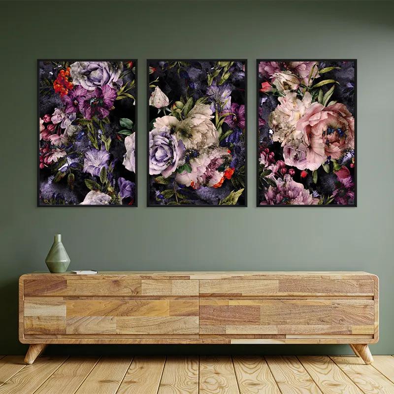 Mehrteiliges Leinwandbild Abstract Purple Flowers mockup 2