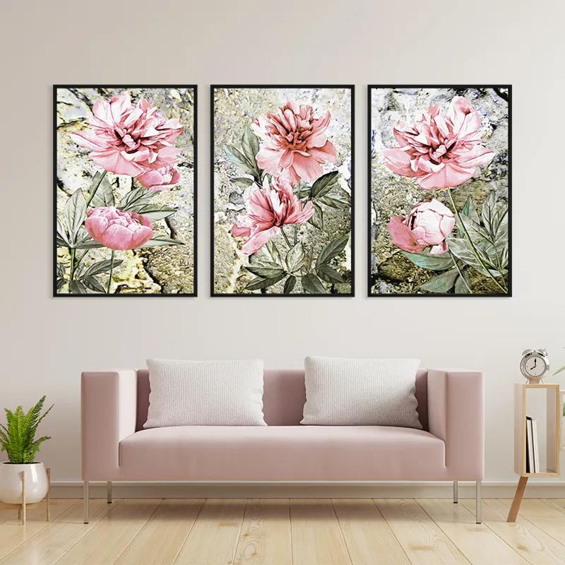 Mehrteiliges Leinwandbild Bujori Roz mockup 3