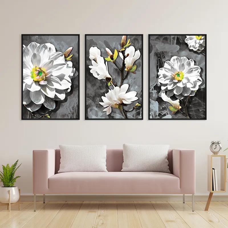 Mehrteiliges Leinwandbild Smoke White Flower mockup 3
