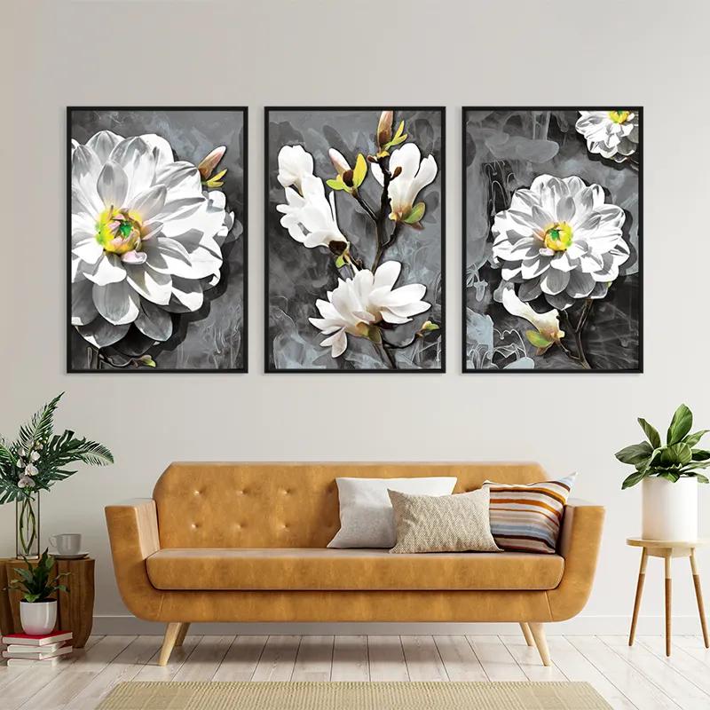 Mehrteiliges Leinwandbild Smoke White Flower mockup 4