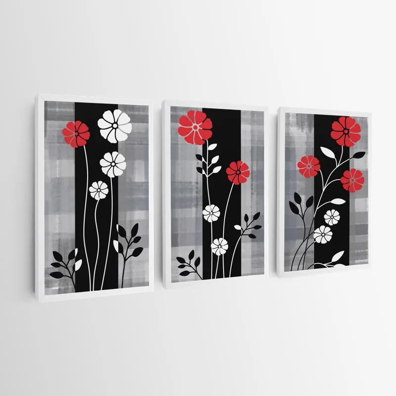 Mehrteiliges Leinwandbild Whitend Red Flowers mockup 0