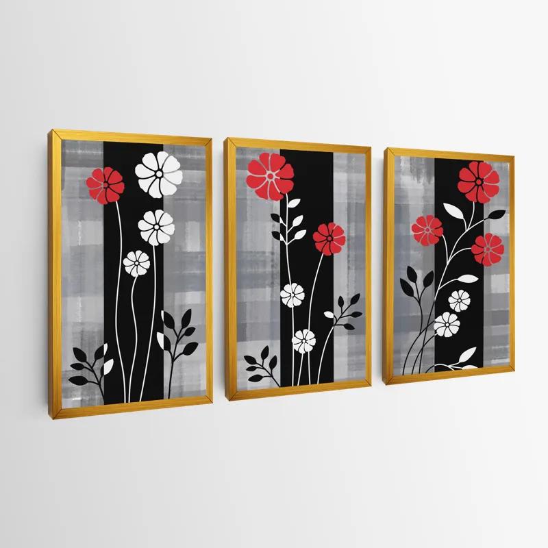 Mehrteiliges Leinwandbild Whitend Red Flowers mockup 0