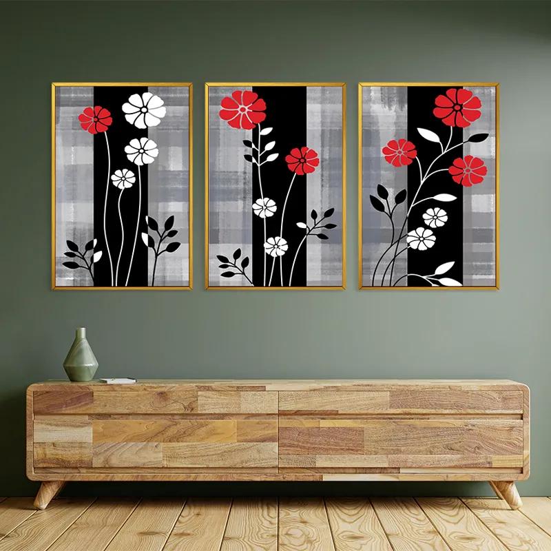 Mehrteiliges Leinwandbild Whitend Red Flowers mockup 2