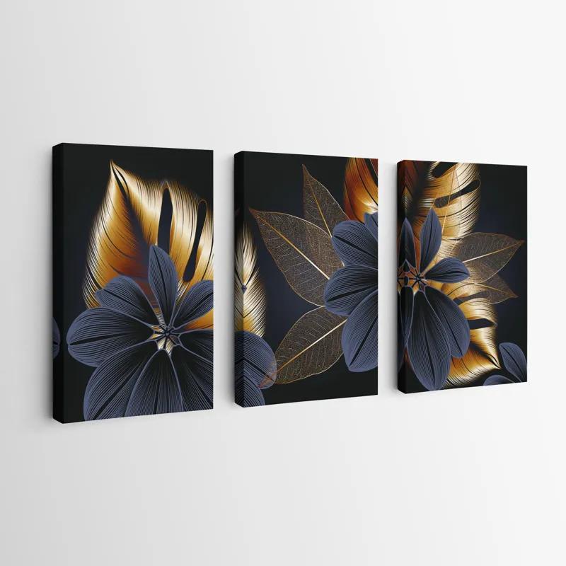 Mehrteiliges Leinwandbild Blacknd Gold Flower mockup 0