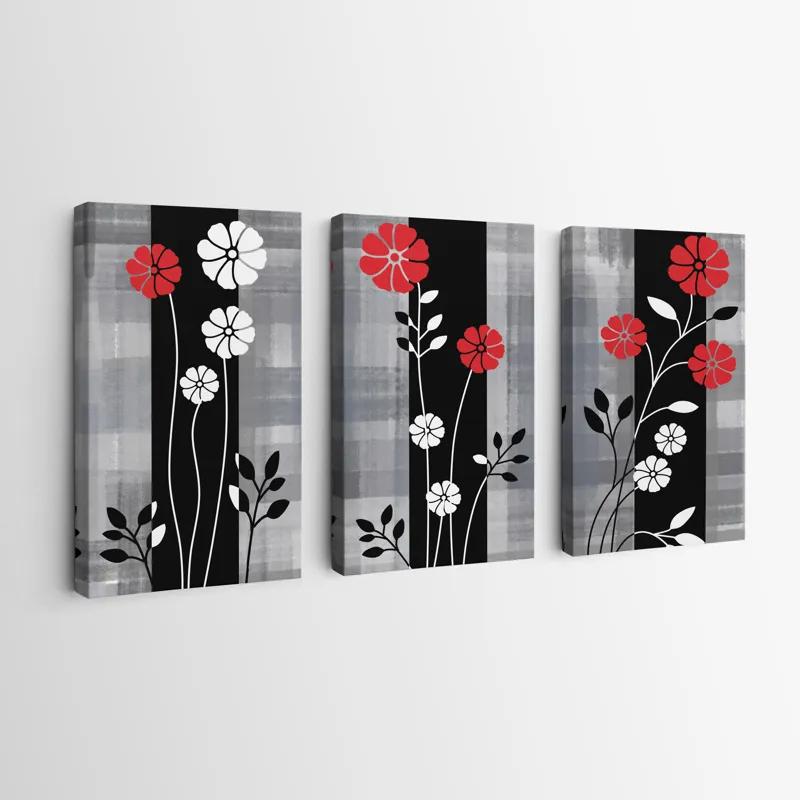 Mehrteiliges Leinwandbild Whitend Red Flowers mockup 0
