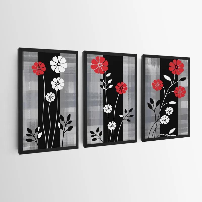 Mehrteiliges Leinwandbild Whitend Red Flowers mockup 0