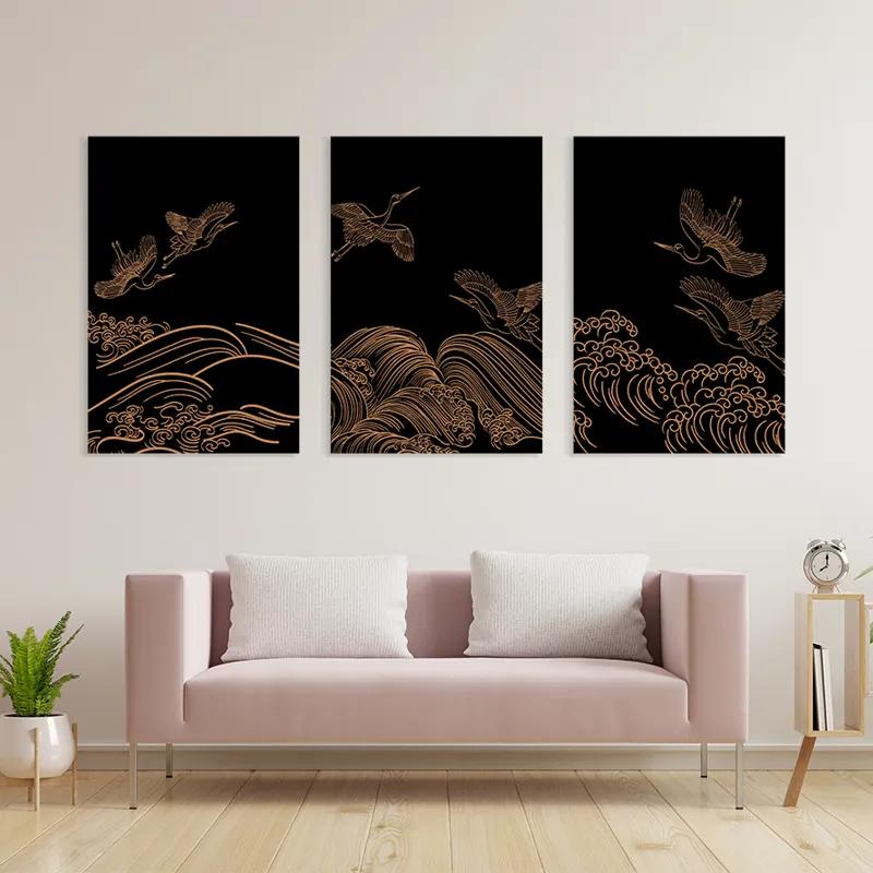 Mehrteiliges Leinwandbild Goldird Set mockup 3