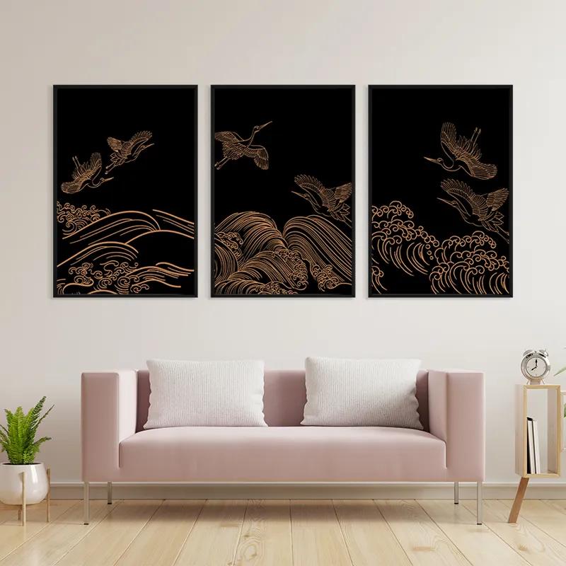 Mehrteiliges Leinwandbild Goldird Set mockup 3