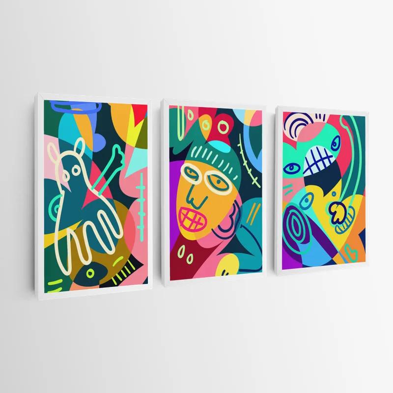 Mehrteiliges Leinwandbild Colorful Face Set mockup 0