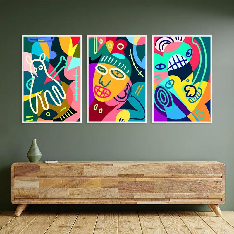 Mehrteiliges Leinwandbild Colorful Face Set mockup 2