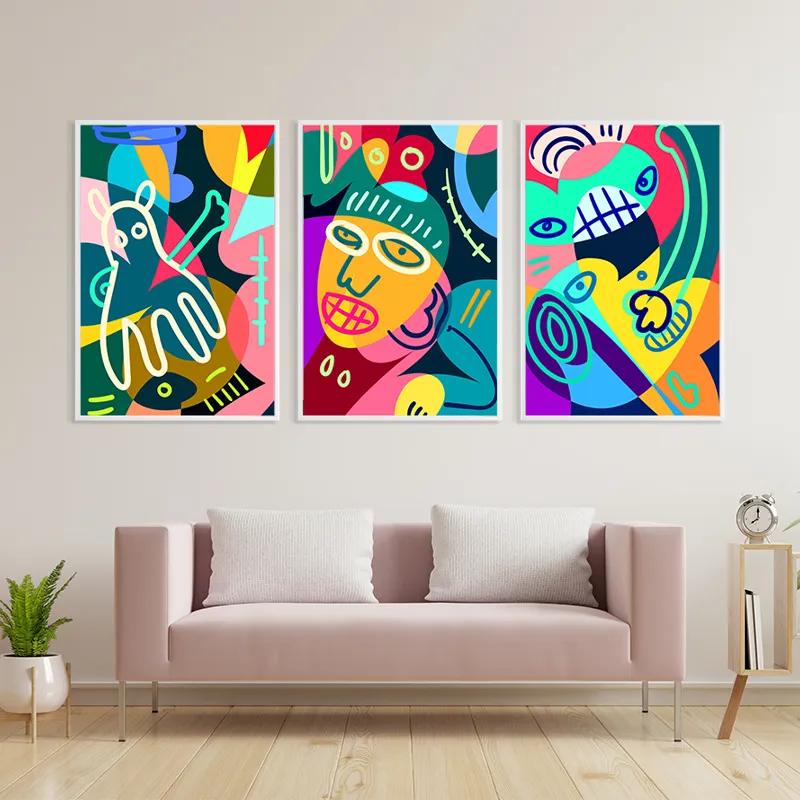 Mehrteiliges Leinwandbild Colorful Face Set mockup 3