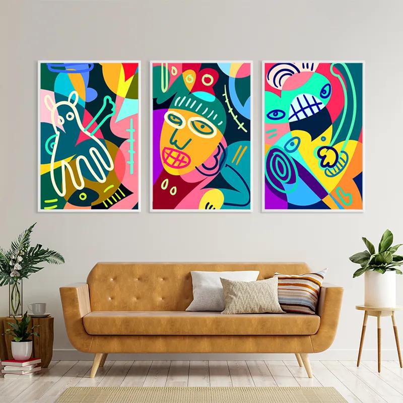 Mehrteiliges Leinwandbild Colorful Face Set mockup 4