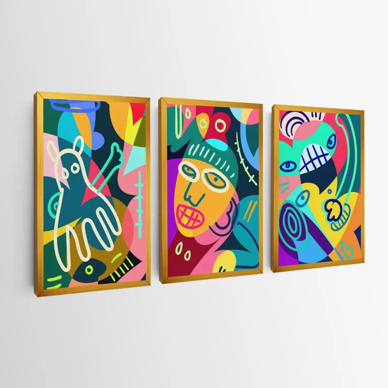 Mehrteiliges Leinwandbild Colorful Face Set mockup 0