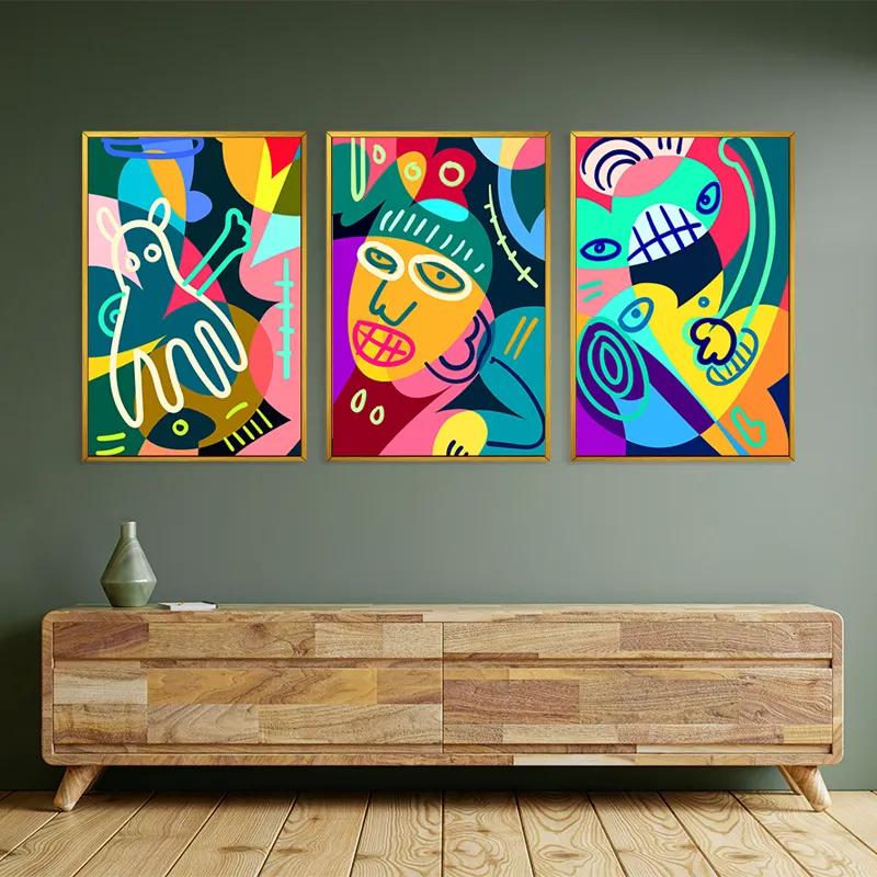 Mehrteiliges Leinwandbild Colorful Face Set mockup 2