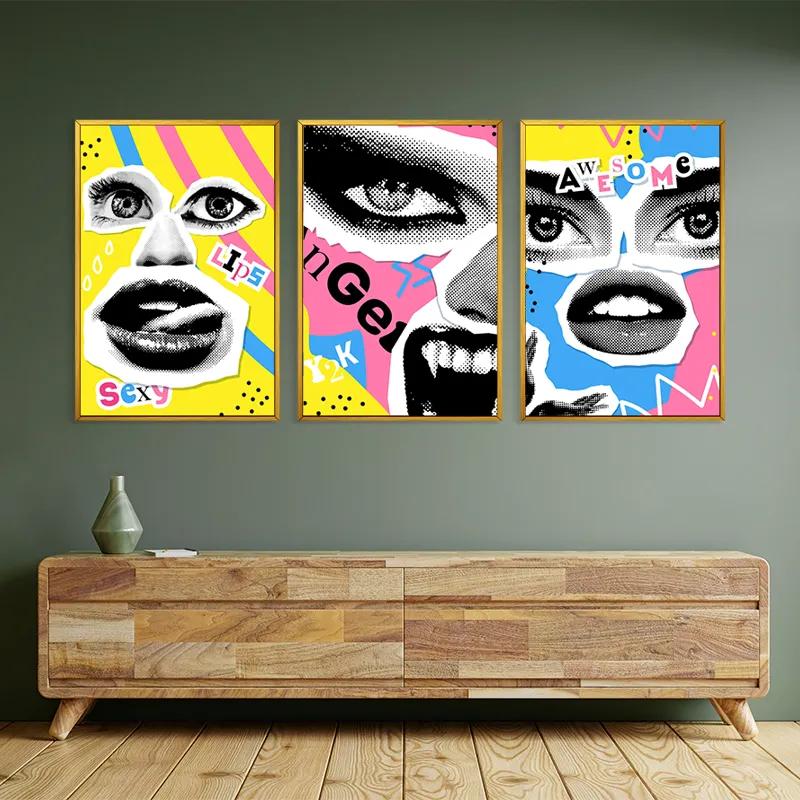 Mehrteiliges Leinwandbild Face Eye Set mockup 2