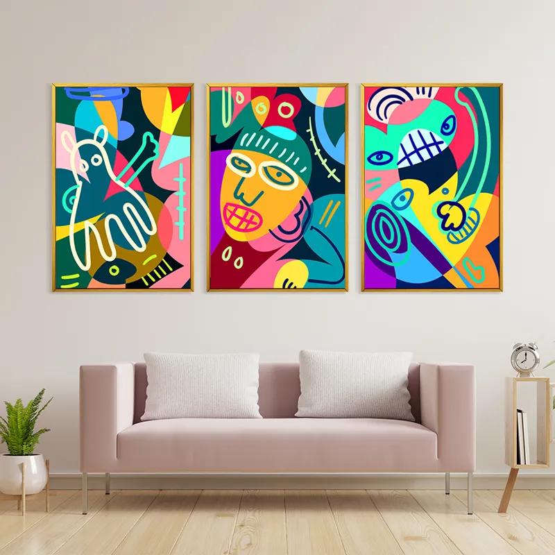 Mehrteiliges Leinwandbild Colorful Face Set mockup 3