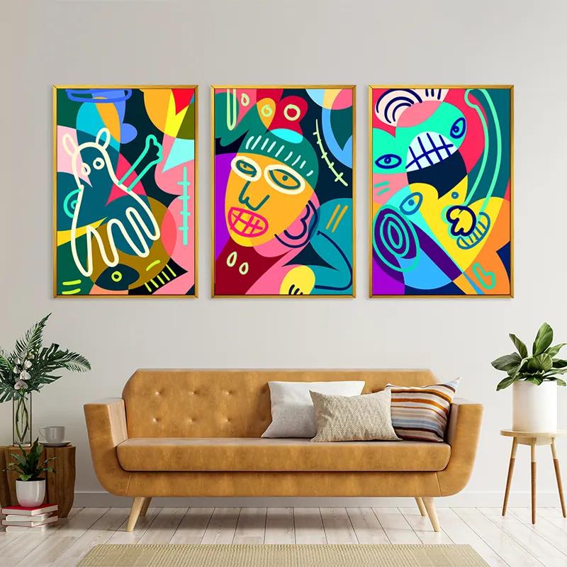 Mehrteiliges Leinwandbild Colorful Face Set mockup 4