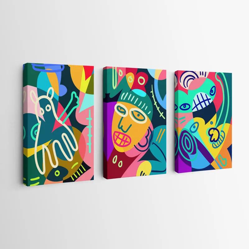 Mehrteiliges Leinwandbild Colorful Face Set mockup 0