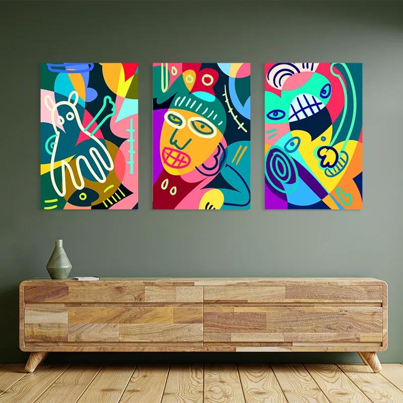 Mehrteiliges Leinwandbild Colorful Face Set mockup 2