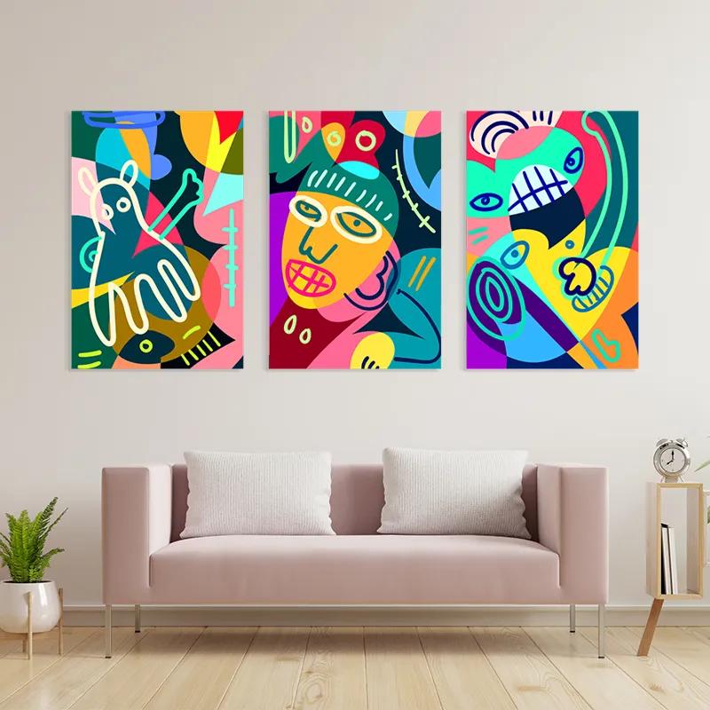 Mehrteiliges Leinwandbild Colorful Face Set mockup 3