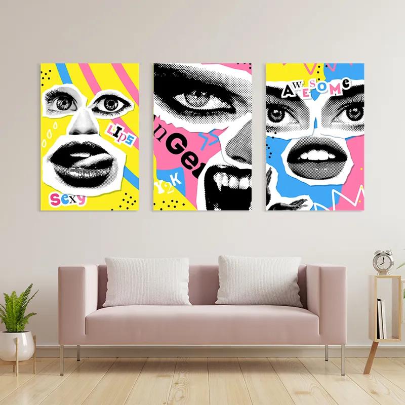 Mehrteiliges Leinwandbild Face Eye Set mockup 3