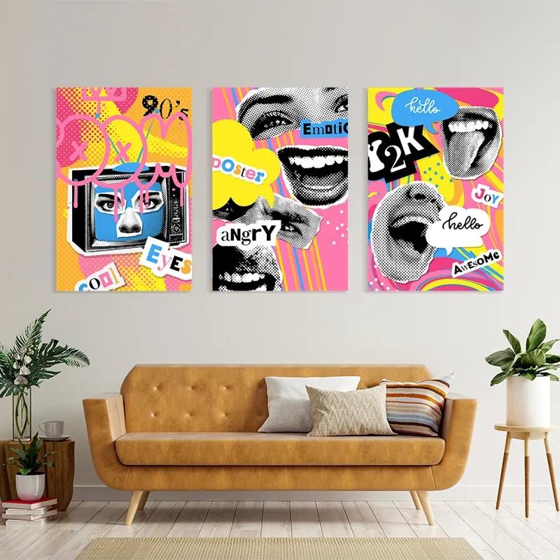 Mehrteiliges Leinwandbild Emotion 90s mockup 4