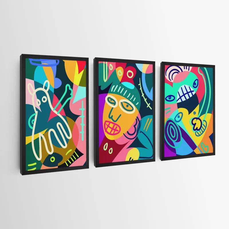 Mehrteiliges Leinwandbild Colorful Face Set mockup 0