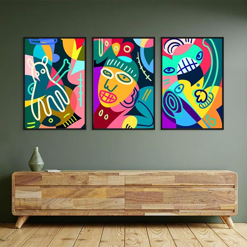 Mehrteiliges Leinwandbild Colorful Face Set mockup 2