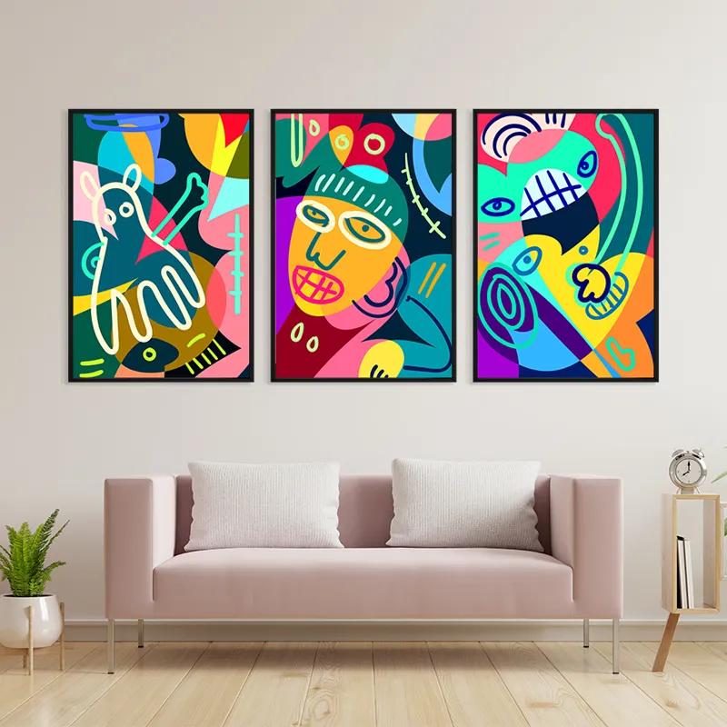 Mehrteiliges Leinwandbild Colorful Face Set mockup 3