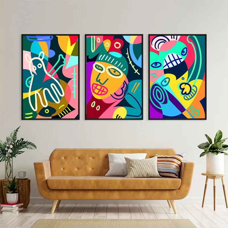 Mehrteiliges Leinwandbild Colorful Face Set mockup 4