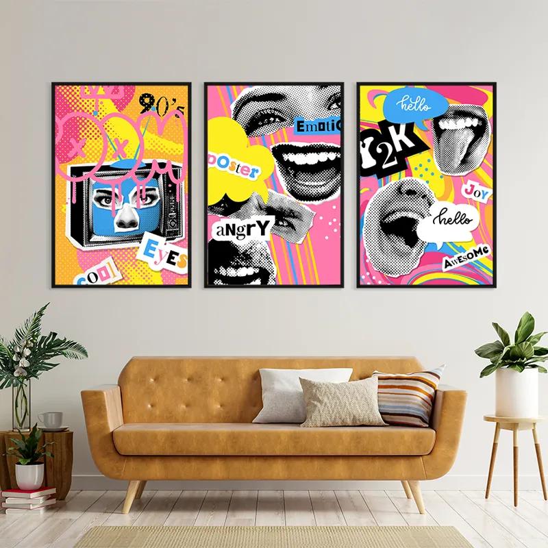 Mehrteiliges Leinwandbild Emotion 90s mockup 4