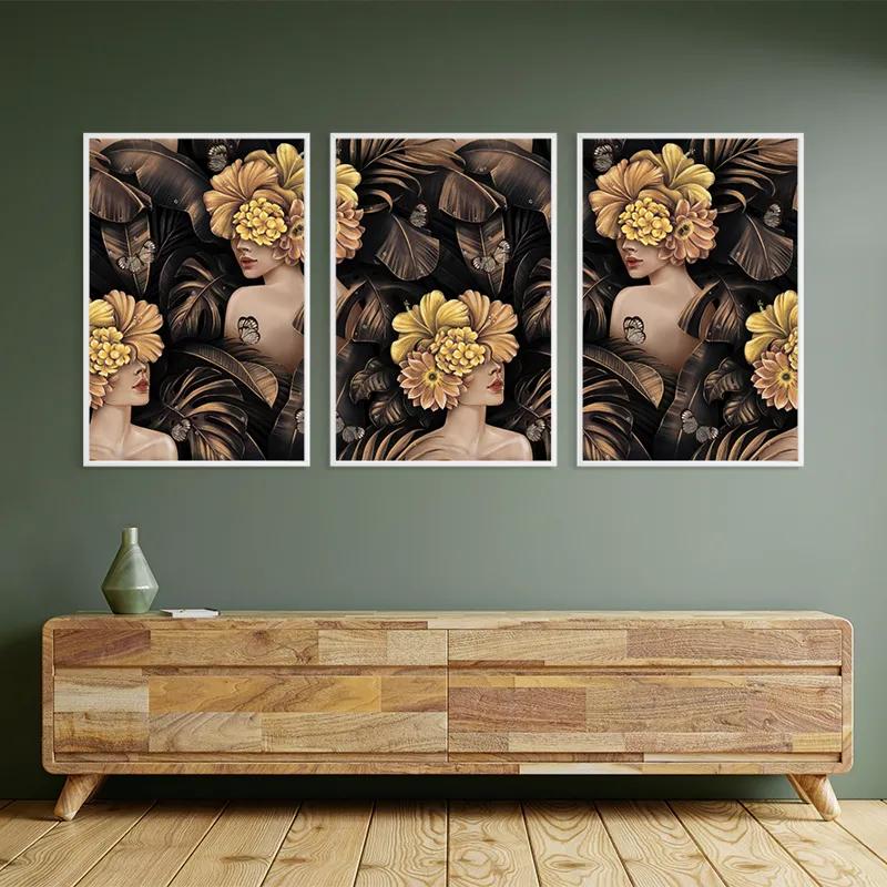 Mehrteiliges Leinwandbild Golden Flower Girls mockup 2