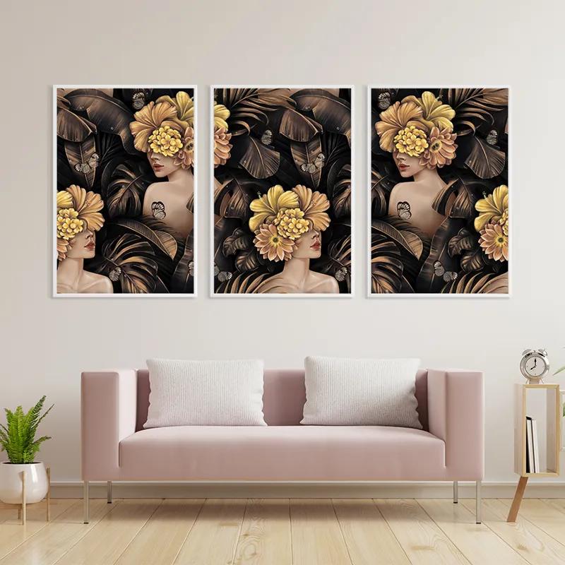 Mehrteiliges Leinwandbild Golden Flower Girls mockup 3