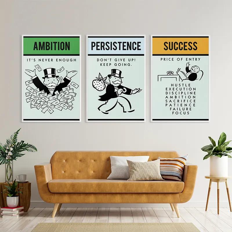 Mehrteiliges Leinwandbild Monopoly Succes Set mockup 4