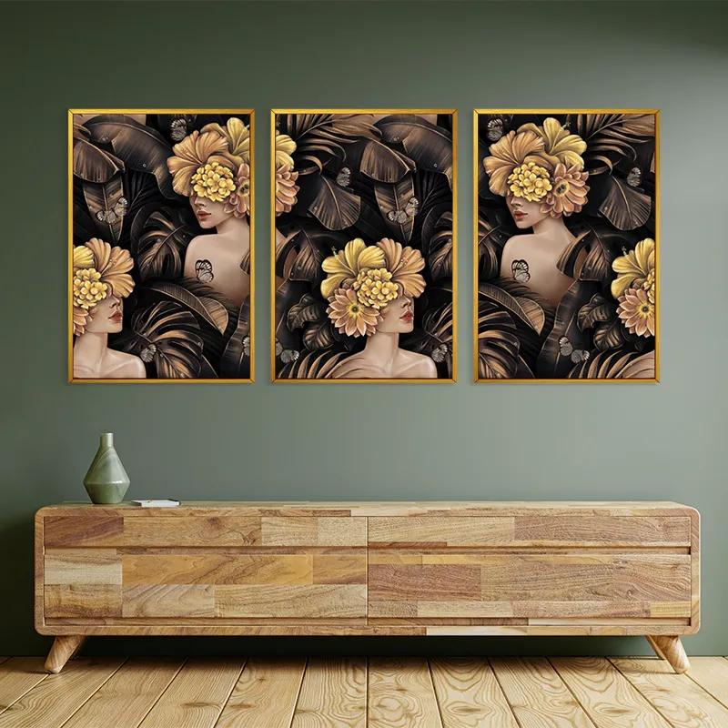 Mehrteiliges Leinwandbild Golden Flower Girls mockup 2