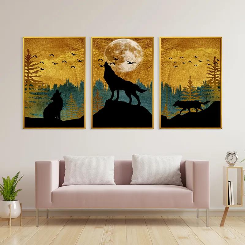 Mehrteiliges Leinwandbild Three Wolfs mockup 3