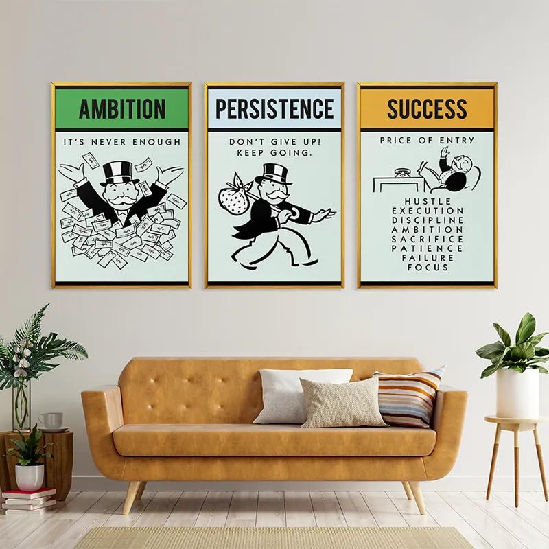 Mehrteiliges Leinwandbild Monopoly Succes Set mockup 4