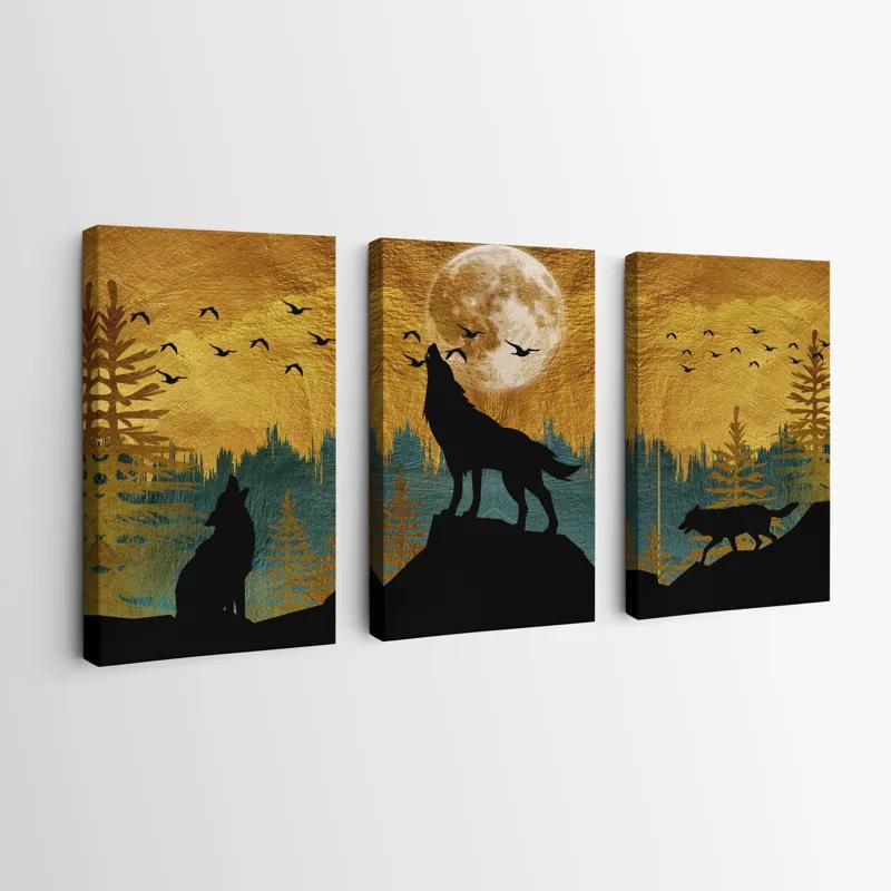 Mehrteiliges Leinwandbild Three Wolfs mockup 0