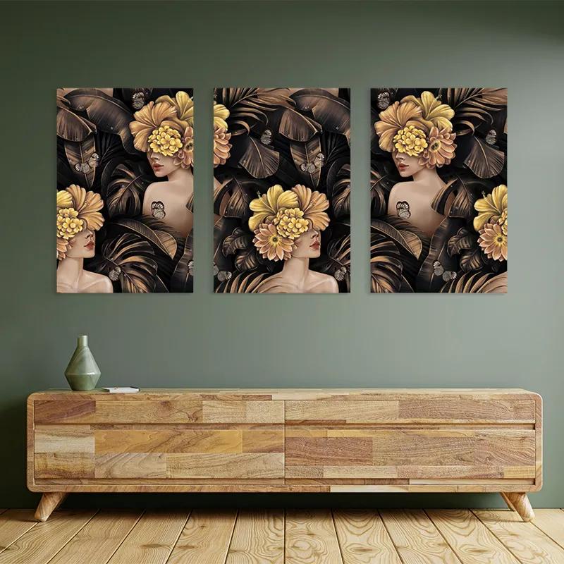 Mehrteiliges Leinwandbild Golden Flower Girls mockup 2