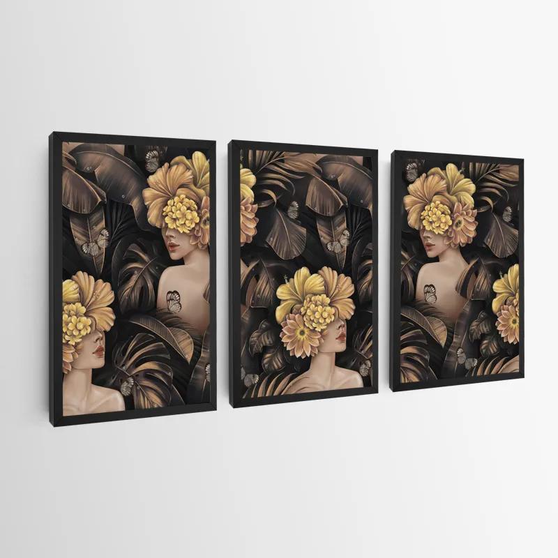 Mehrteiliges Leinwandbild Golden Flower Girls mockup 0