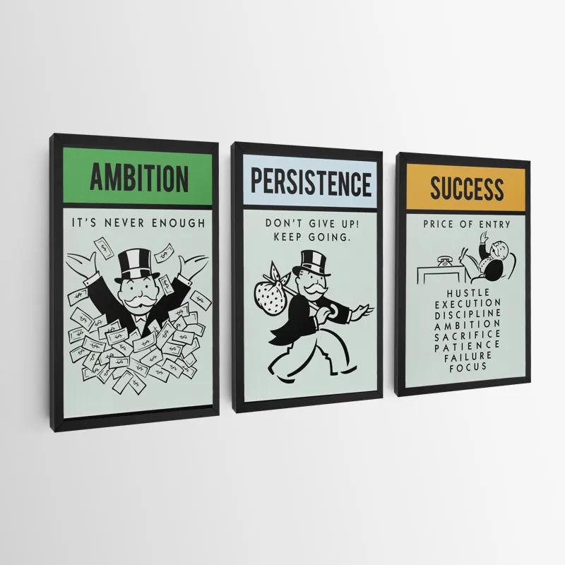 Mehrteiliges Leinwandbild Monopoly Succes Set mockup 0