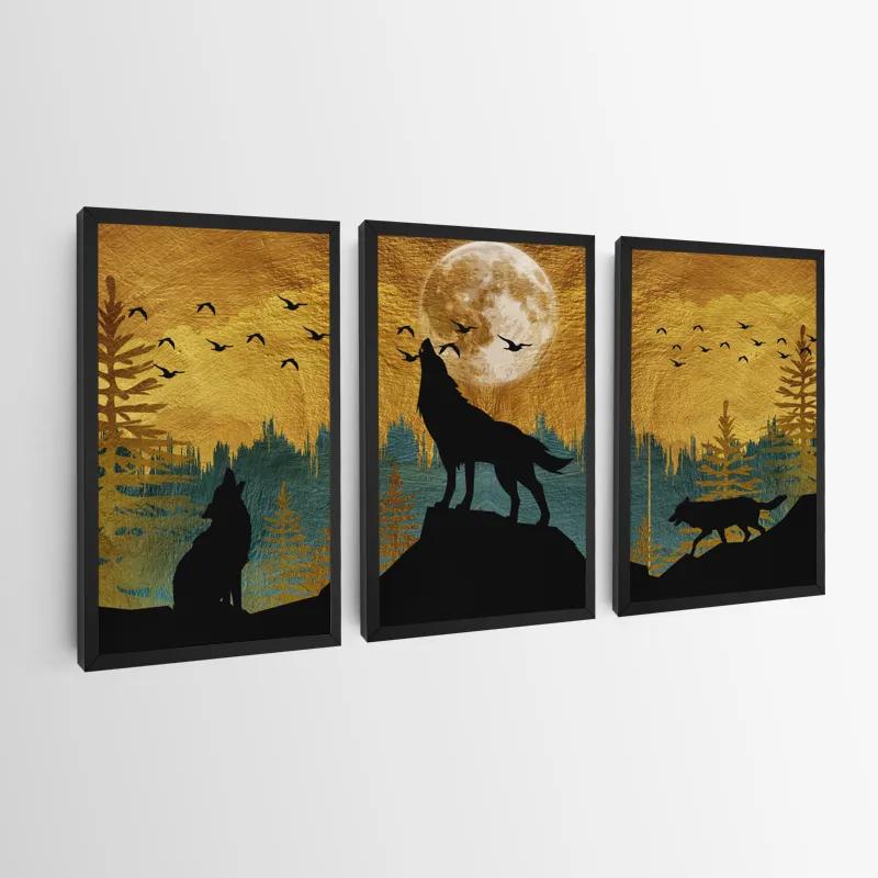 Mehrteiliges Leinwandbild Three Wolfs mockup 0