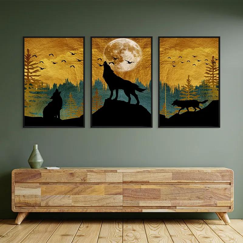 Mehrteiliges Leinwandbild Three Wolfs mockup 2