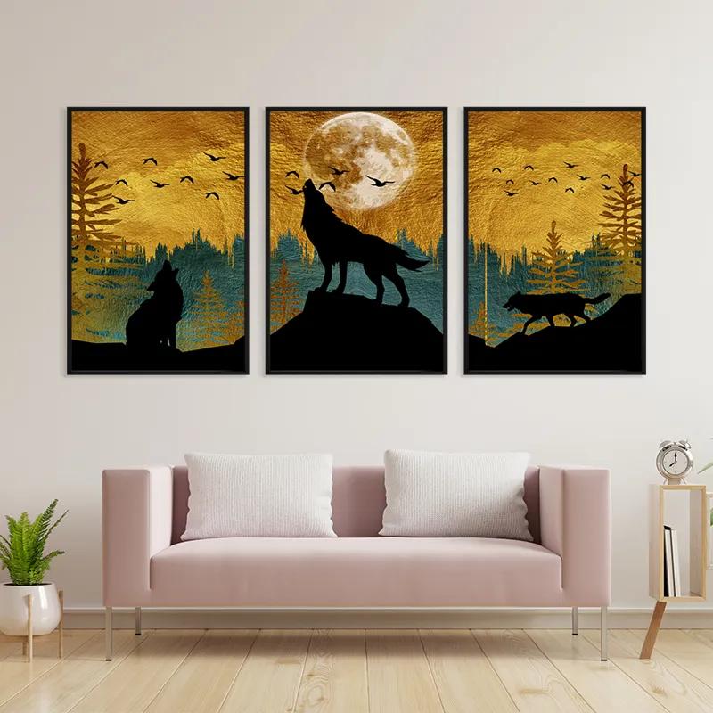 Mehrteiliges Leinwandbild Three Wolfs mockup 3