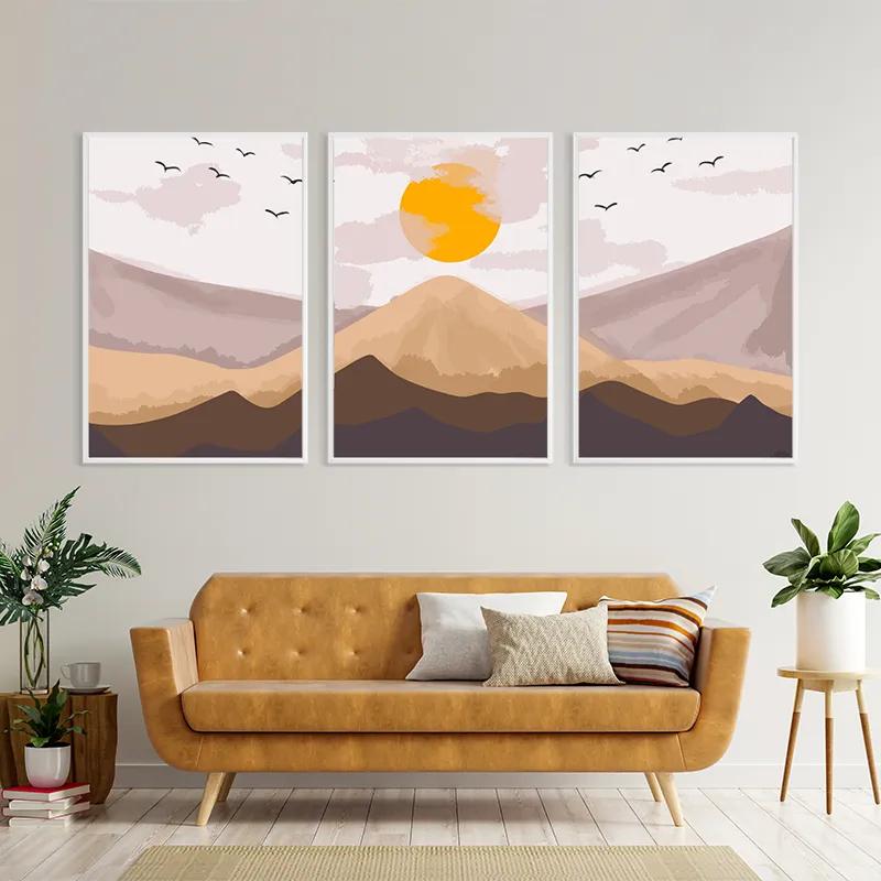 Mehrteiliges Leinwandbild Mountain Sunrise Set mockup 4