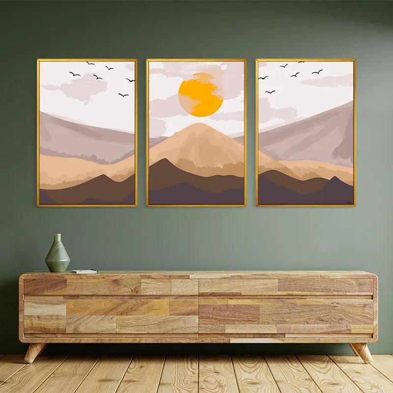 Mehrteiliges Leinwandbild Mountain Sunrise Set mockup 2