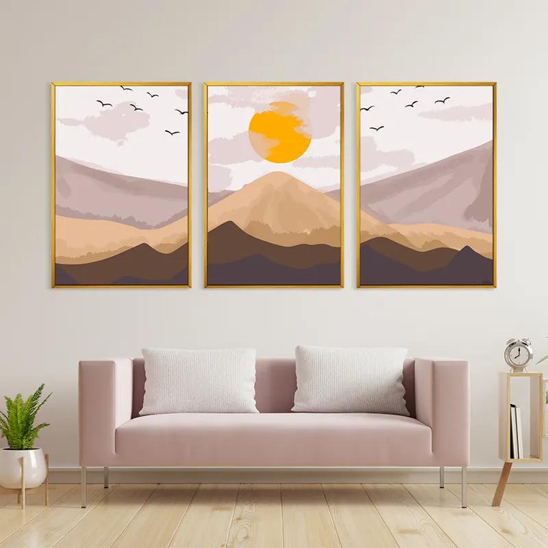 Mehrteiliges Leinwandbild Mountain Sunrise Set mockup 3