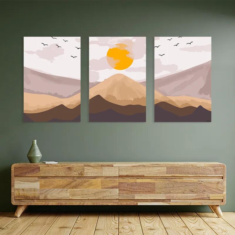 Mehrteiliges Leinwandbild Mountain Sunrise Set mockup 2