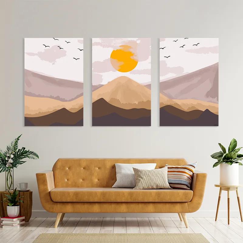 Mehrteiliges Leinwandbild Mountain Sunrise Set mockup 4