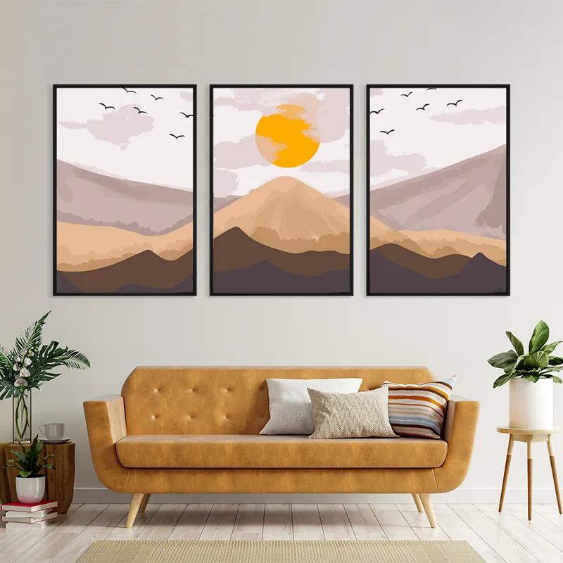 Mehrteiliges Leinwandbild Mountain Sunrise Set mockup 4